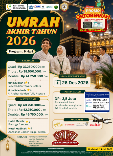 UMRAH AKHIR TAHUN 9H - MAWADDAH - DESEMBER 2026
