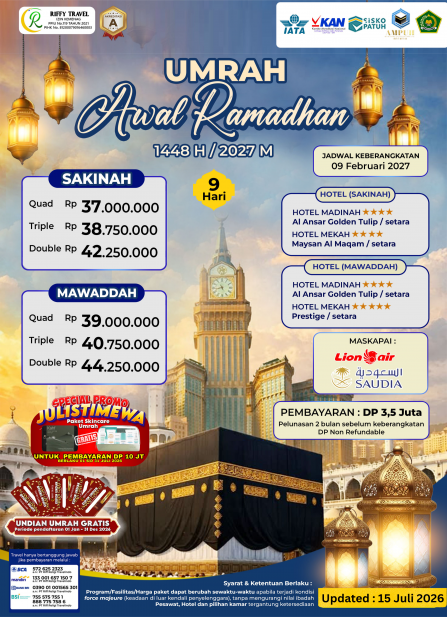 UMRAH AWAL RAMADHAN - MAWADDAH (9 HARI)  - 9 FEBRUARI 2027