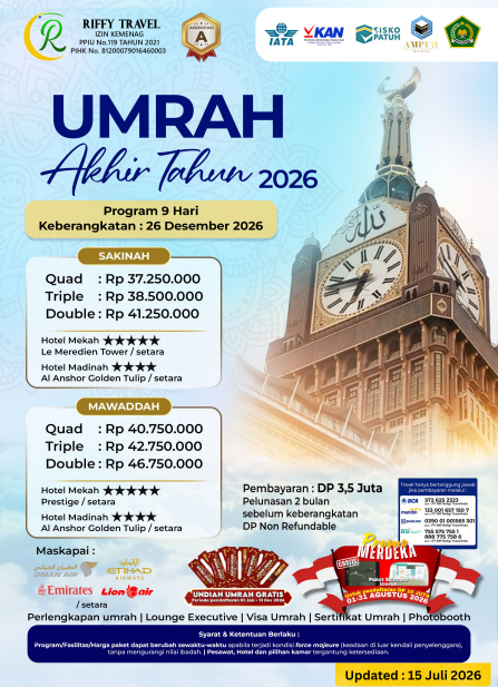 UMRAH AKHIR TAHUN 9H - MAWADDAH - DESEMBER 2026