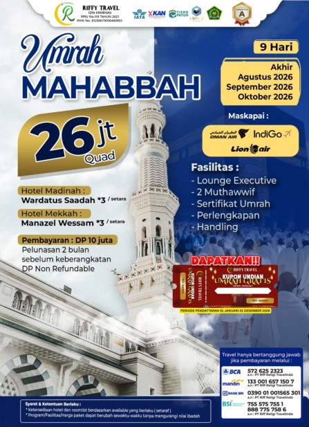 UMRAH MAHABBAH 9 H (AGUSTUS 2026)