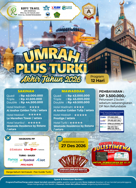 UMRAH PLUS TURKEY SAKINAH 12 H - AKHIR TAHUN
