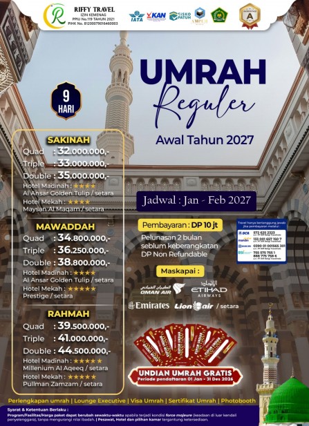 UMRAH REGULER 9H RAHMAH - AWAL TAHUN 2027
