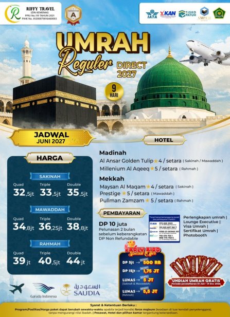 UMRAH REGULER 9 H - DIRECT - RAHMAH - JUNI 2027