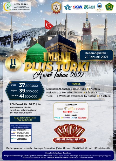 UMRAH PLUS TURKEY 11 H - AWAL TAHUN 2027