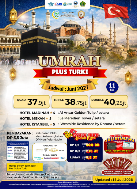 UMRAH PLUS TURKEY 11 H - JUNI 2027