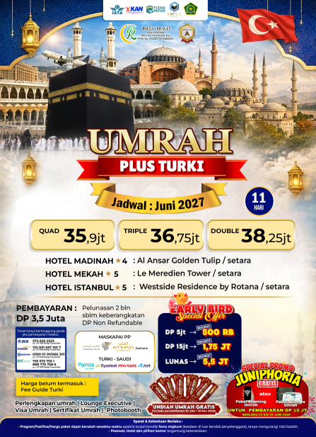 UMRAH PLUS TURKEY 11 H - JUNI 2027