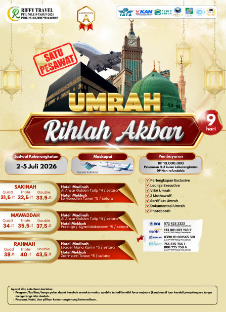 UMRAH RIHLAH AKBAR 9 H SAKINAH - AWAL JULI 2026