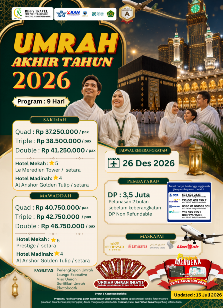 UMRAH AKHIR TAHUN 9H - MAWADDAH - DESEMBER 2026