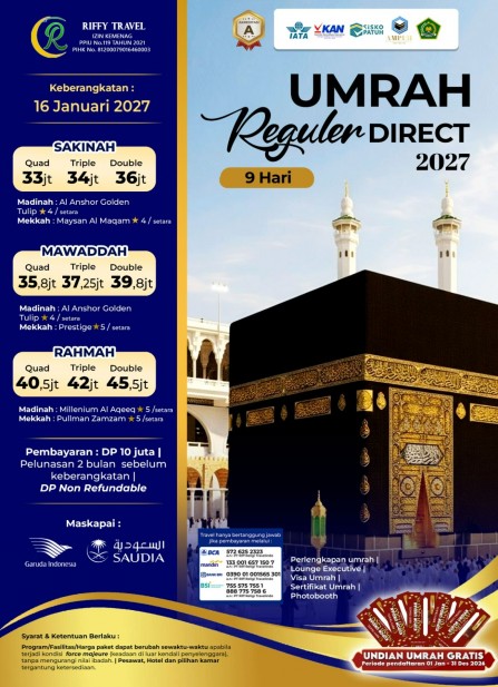 UMRAH REGULER 9H - RAHMAH - 16 JANUARI 2027