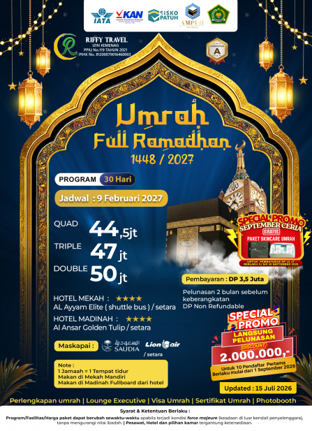 UMRAH FULL RAMADHAN 1448H - 9 FEBRUARI 2027