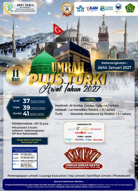 UMRAH PLUS TURKEY 11 H - AWAL TAHUN 2027