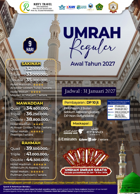 UMRAH REGULER 9H RAHMAH - AWAL TAHUN 2027