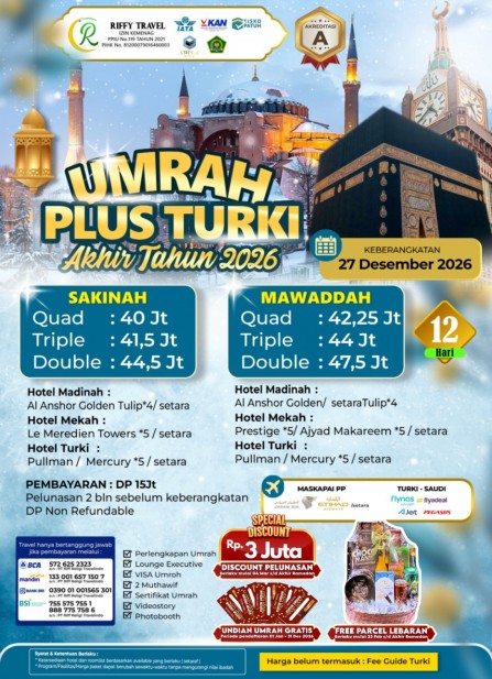 UMRAH PLUS TURKEY SAKINAH 12 H - AKHIR TAHUN