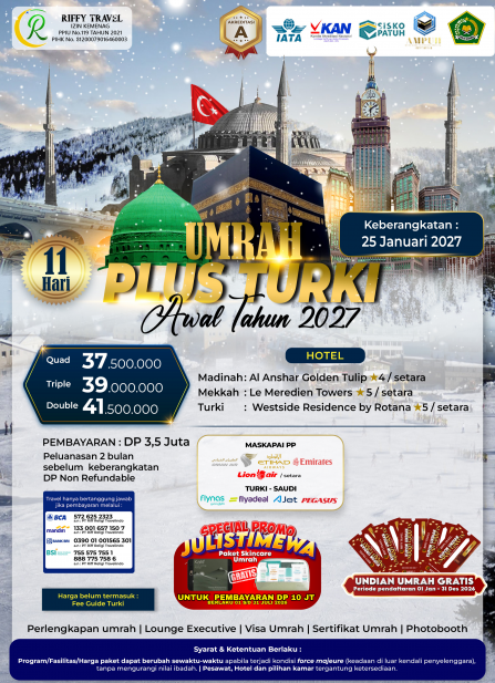 UMRAH PLUS TURKEY 11 H - AWAL TAHUN 2027