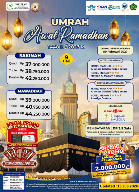 UMRAH AWAL RAMADHAN - SAKINAH (9 HARI) - 9 FEBRUARI 2027