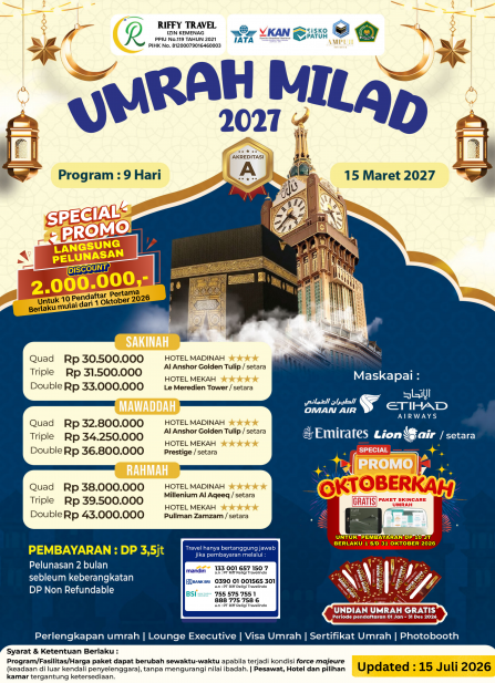 UMRAH MILAD SAKINAH (15 MARET 2027)