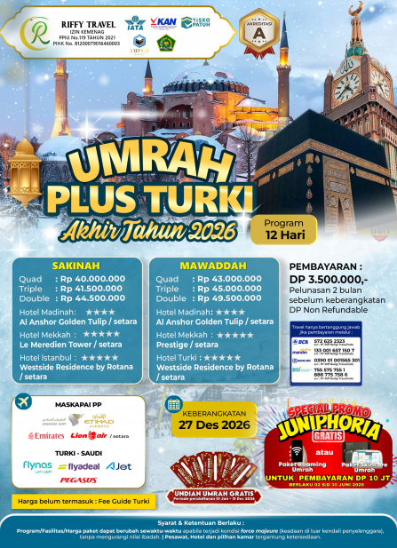 UMRAH PLUS TURKEY SAKINAH 12 H - AKHIR TAHUN