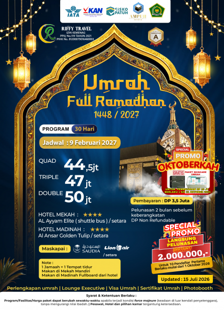 UMRAH FULL RAMADHAN 1448H - 9 FEBRUARI 2027