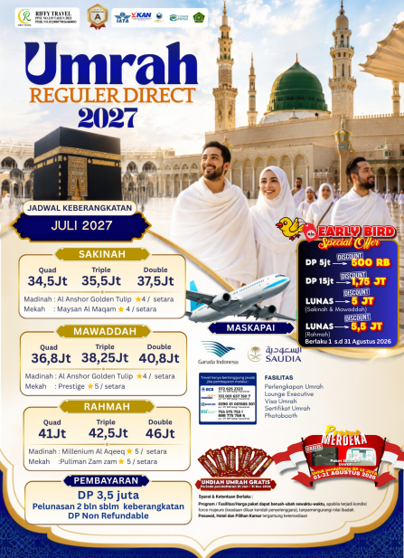 UMRAH REGULER 9 H - DIRECT - RAHMAH - JULI 2027