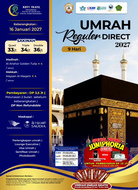 UMRAH REGULER 9H - RAHMAH - 16 JANUARI 2027