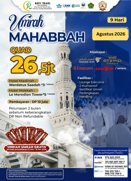 UMRAH MAHABBAH 9 H (AGUSTUS 2026)