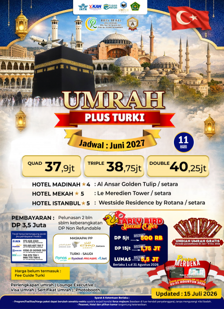 UMRAH PLUS TURKEY 11 H - JUNI 2027