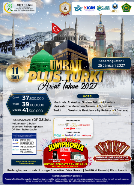 UMRAH PLUS TURKEY 11 H - AWAL TAHUN 2027